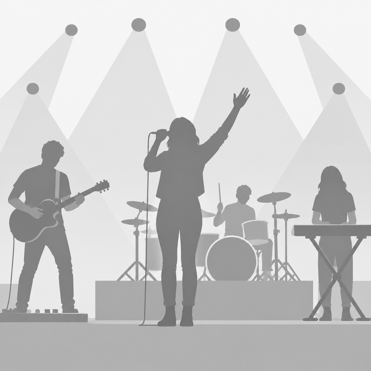 Minimalist grayscale worship band